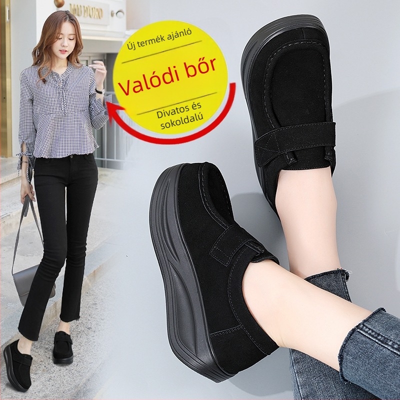 Rocking cipők, retro stílus, vamp anyaga: tehén suede/ velúr, 3-5 cm-es sarok, tépőzáras zárás