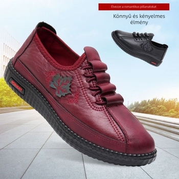 Női lapos cipő elasztikus textil felsőrésszel, slip-on, kis sarok, pamut belső talp