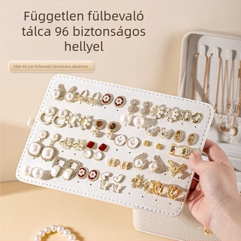 Többszintes ékszerdoboz nagy kapacitással, Lychee peel anyag, velúr belsővel, súly 0,93 kg, szabadidős stílus