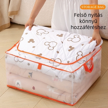 Kocka alakú paplan tároló táska PVC hálóanyagból, nagy kapacitású, többfunkciós tárolás, hálószoba számára