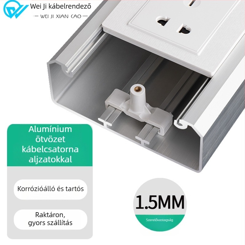 Alumíniumötvözet panel kábelcsatorna, felületre szerelt, 86-os aljzat, rejtett vezetékek