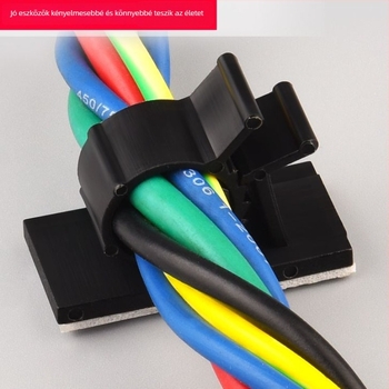 Kábel rendező klipek ragasztóval rögzítve, fúrás nélkül, asztali kábelrendezéshez