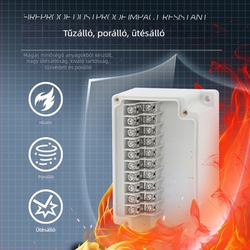 Kültéri vízálló csatlakozódoboz 6P terminálblokkal, kábelzárakkal és ABS műanyag házzal