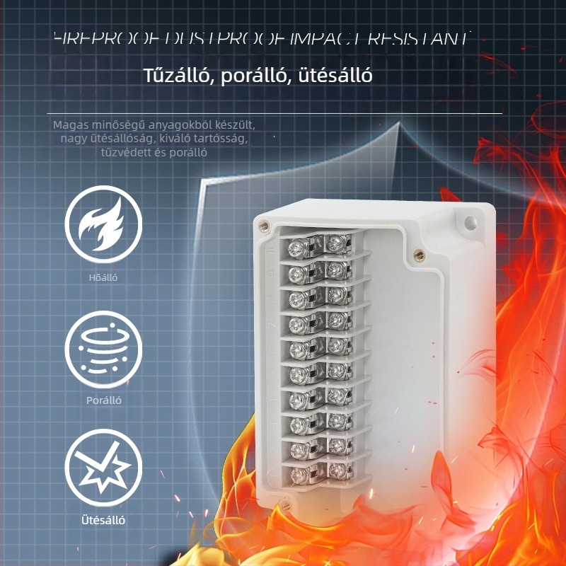 Kültéri vízálló csatlakozódoboz 6P terminálblokkal, kábelzárakkal és ABS műanyag házzal