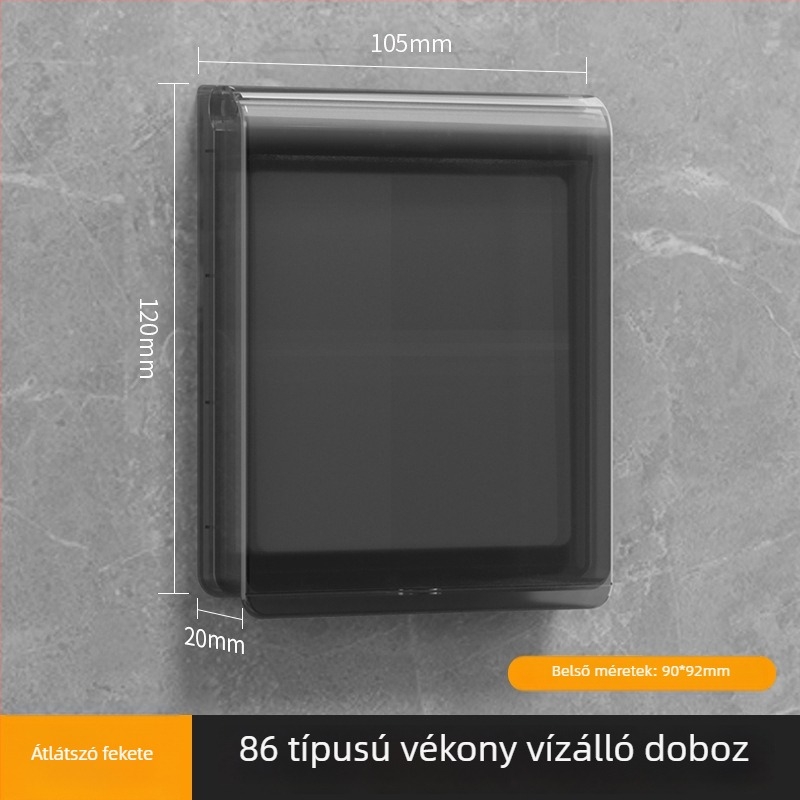 86-típusú ultra vékony fürdőszobai vízálló kapcsoló- és konnektorfedél, ragasztóval szerelhető, PC-ház (Ouben)