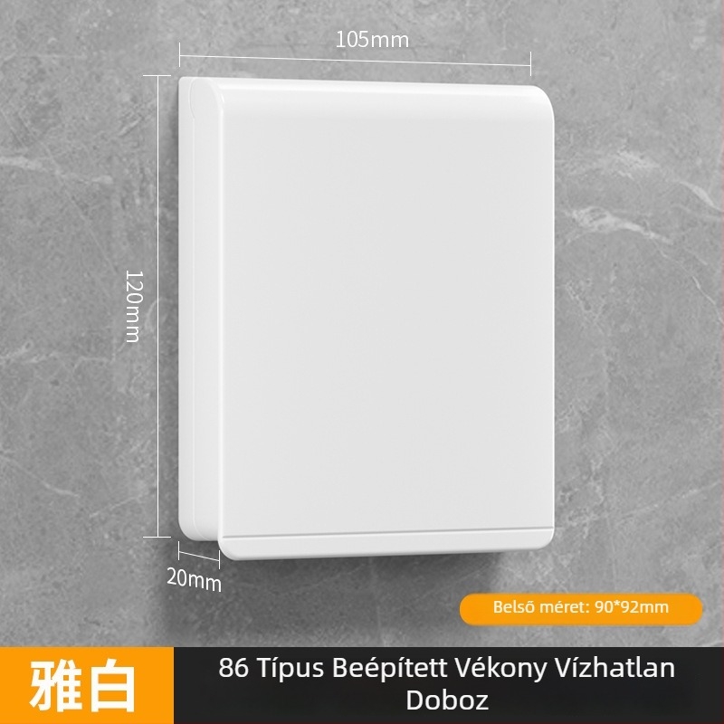 86-típusú ultra vékony fürdőszobai vízálló kapcsoló- és konnektorfedél, ragasztóval szerelhető, PC-ház (Ouben)