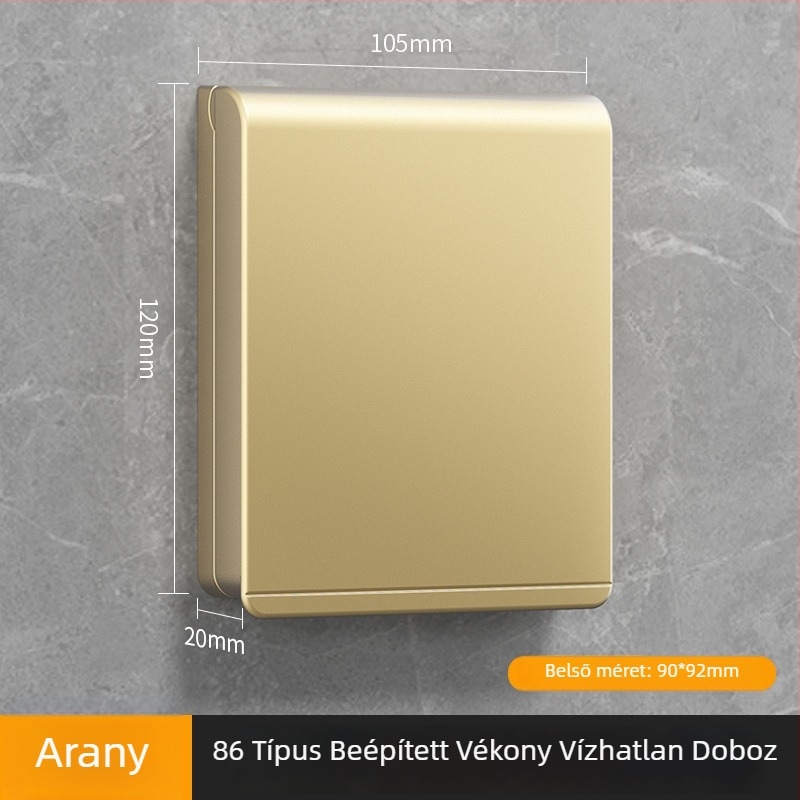 86-típusú ultra vékony fürdőszobai vízálló kapcsoló- és konnektorfedél, ragasztóval szerelhető, PC-ház (Ouben)