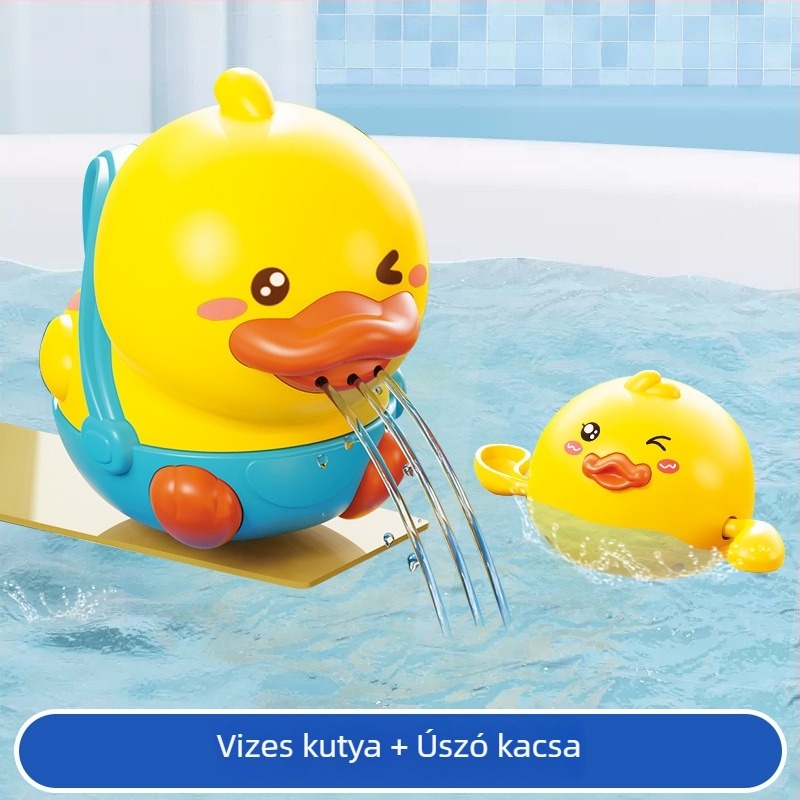Fürdőjáték készlet kacsával — műanyag vízi játékok gyerekeknek, serkenti az érzékelést, a kognitív fejlődést és a kéz-szem koordinációt; 4–6 éveseknek.