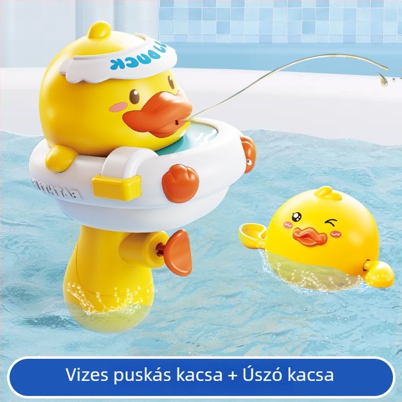 Fürdőjáték készlet kacsával — műanyag vízi játékok gyerekeknek, serkenti az érzékelést, a kognitív fejlődést és a kéz-szem koordinációt; 4–6 éveseknek.