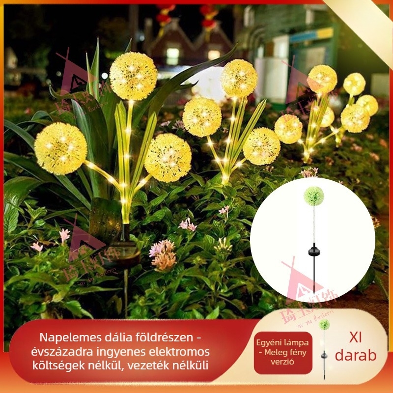 Napelemes LED-kerti lámpa zöldhagymát formázó dizájnnal, IP65 vízálló, távirányító, kültéri tájvilágítás