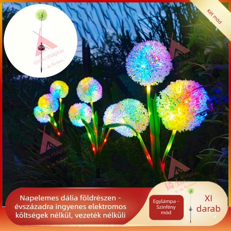 Napelemes LED-kerti lámpa zöldhagymát formázó dizájnnal, IP65 vízálló, távirányító, kültéri tájvilágítás