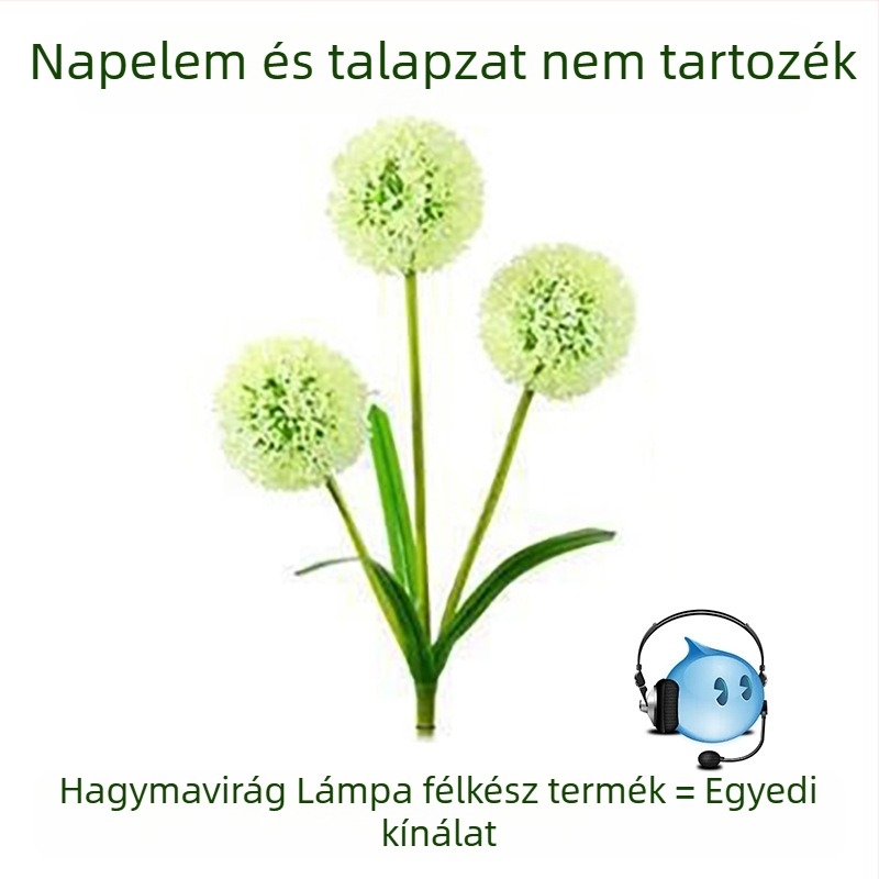 Napelemes LED-kerti lámpa zöldhagymát formázó dizájnnal, IP65 vízálló, távirányító, kültéri tájvilágítás