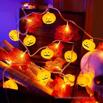 Maple Leaf Pumpkin LED fényfüzér, 40 LED, Akkumulátorról működik, dimmelhető, IP43