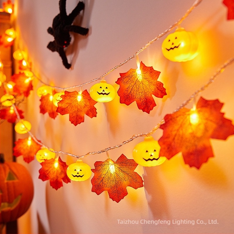Maple Leaf Pumpkin LED fényfüzér, 40 LED, Akkumulátorról működik, dimmelhető, IP43