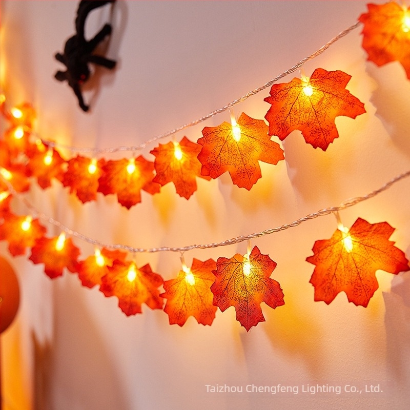 Maple Leaf Pumpkin LED fényfüzér, 40 LED, Akkumulátorról működik, dimmelhető, IP43
