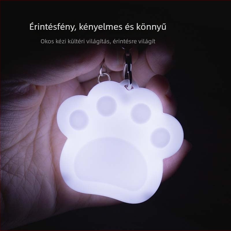 Kulcstartó éjjeli fény érintésérzékelővel, beépített újratölthető akkumulátor, ABS ház, 36V, formák: macska tappancsok, felhők, kerek