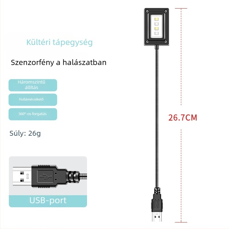 LED csalilámpa indukciós etetéshez éjszakai horgászatra – újratölthető, ABS ház