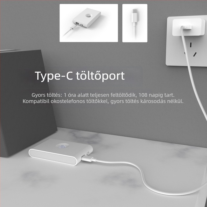 LED mozgásérzékelős lámpa folyosóra és lépcsőkre — éjszakai asztali töltő fény, modern minimalista stílus, modell 001, márka Other, kiinduló mennyiség 1, tanúsítás: Nincs