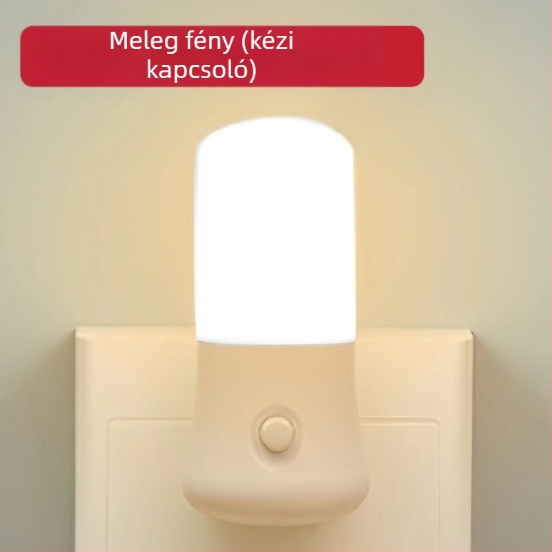 LED éjjeli lámpa konnektoros kapcsolóval, 3W, meleg és hideg fény, nappali és hálószoba számára, műanyag árnyékoló