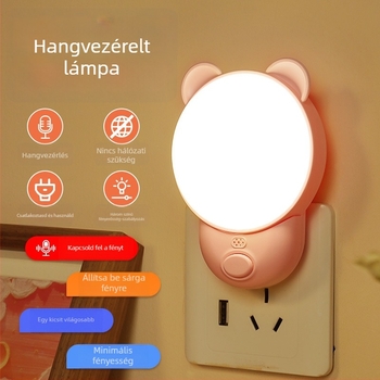 Éjszakai lámpa intelligens hangvezérléssel hálószobához (ABS lámpabura, 220V, konnektoros áramellátás, intelligens vezérlés)