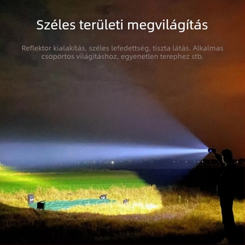 Újratölthető LED zseblámpa kültéri használatra, 5W, 2500mAh, alumínium ötvözet test, vízálló, zoomoló fény 200–500m