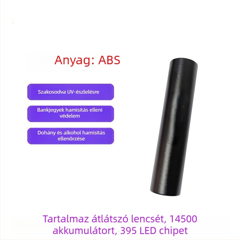 Újratölthető UV Wood's lámpa 365 nm LED-fénnyel fluoreszcencia észlelésére, alumínium ötvözet ház, 800 mAh akkumulátor, töltő tartozék