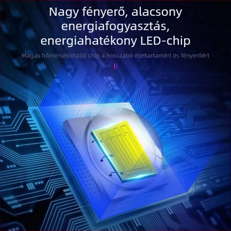 Újratölthető zseblámpa napelemes és kézi generátorral, 20W, 800 mAh, hatótáv 200-500 m