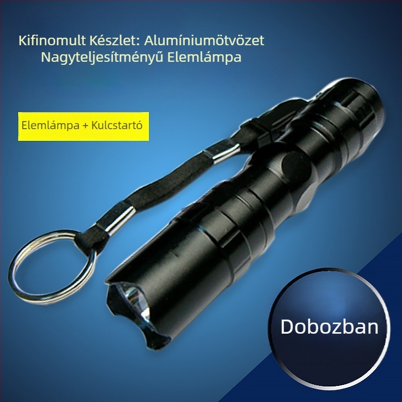 Kompakt LED elemlámpa, tartós és hordozható, 3W, 1.5V, 10 m hatótáv