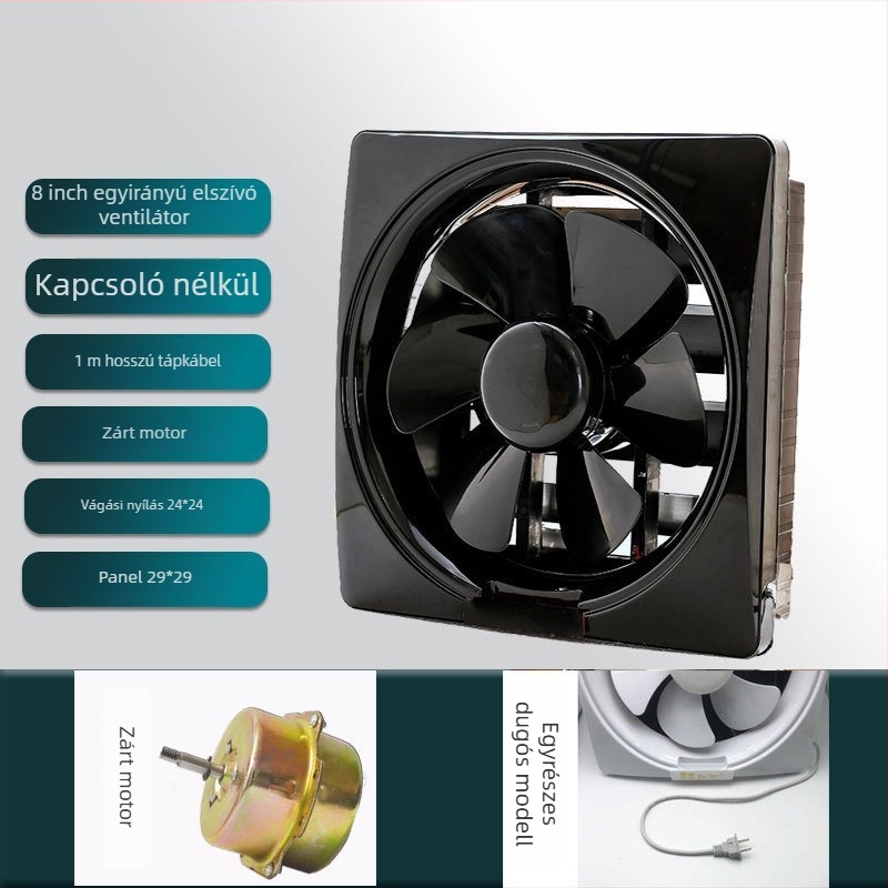 Ablak típusú szellőzőventilátor konyha és fürdőszoba számára, 1000W, 220V, 50Hz, függő telepítés