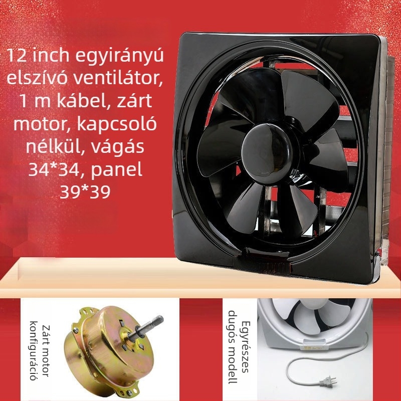 Ablak típusú szellőzőventilátor konyha és fürdőszoba számára, 1000W, 220V, 50Hz, függő telepítés
