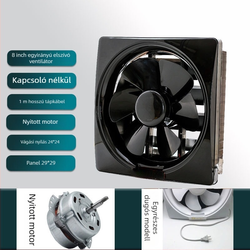 Ablak típusú szellőzőventilátor konyha és fürdőszoba számára, 1000W, 220V, 50Hz, függő telepítés