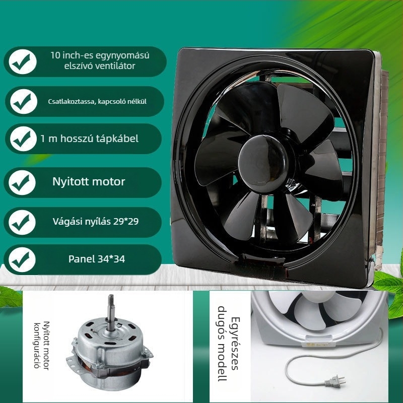 Ablak típusú szellőzőventilátor konyha és fürdőszoba számára, 1000W, 220V, 50Hz, függő telepítés