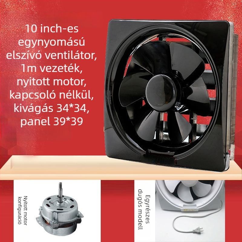 Ablak típusú szellőzőventilátor konyha és fürdőszoba számára, 1000W, 220V, 50Hz, függő telepítés