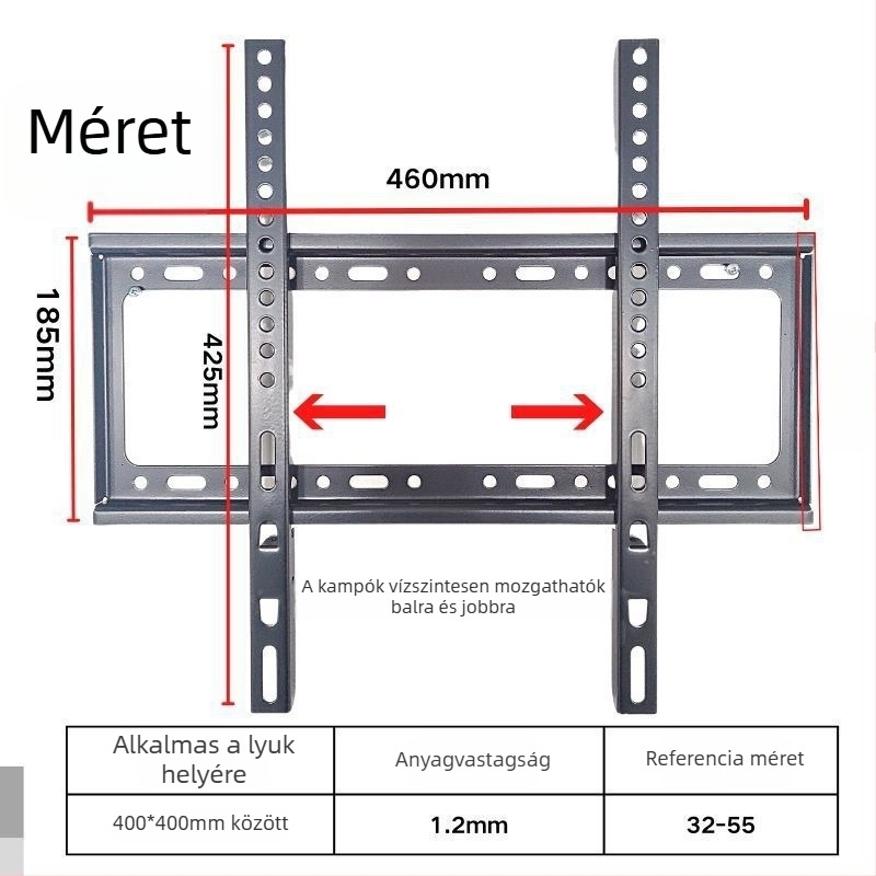 Beépített TV-fali tartó, univerzális kompatibilitás, modell 3265, teherbírás 5-10 kg