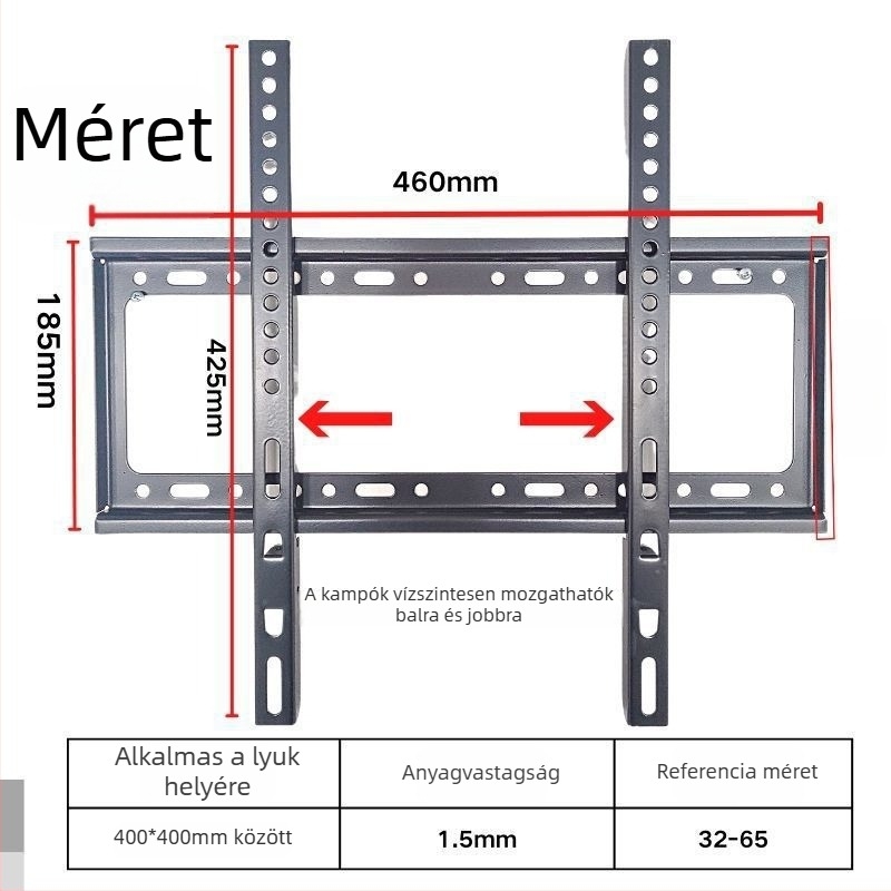 Beépített TV-fali tartó, univerzális kompatibilitás, modell 3265, teherbírás 5-10 kg