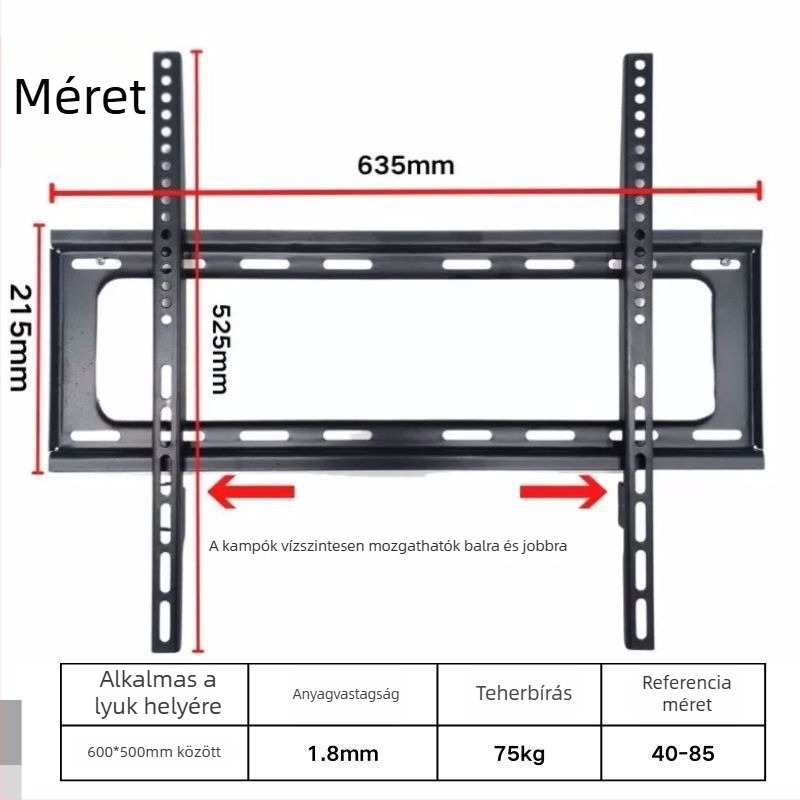 Beépített TV-fali tartó, univerzális kompatibilitás, modell 3265, teherbírás 5-10 kg