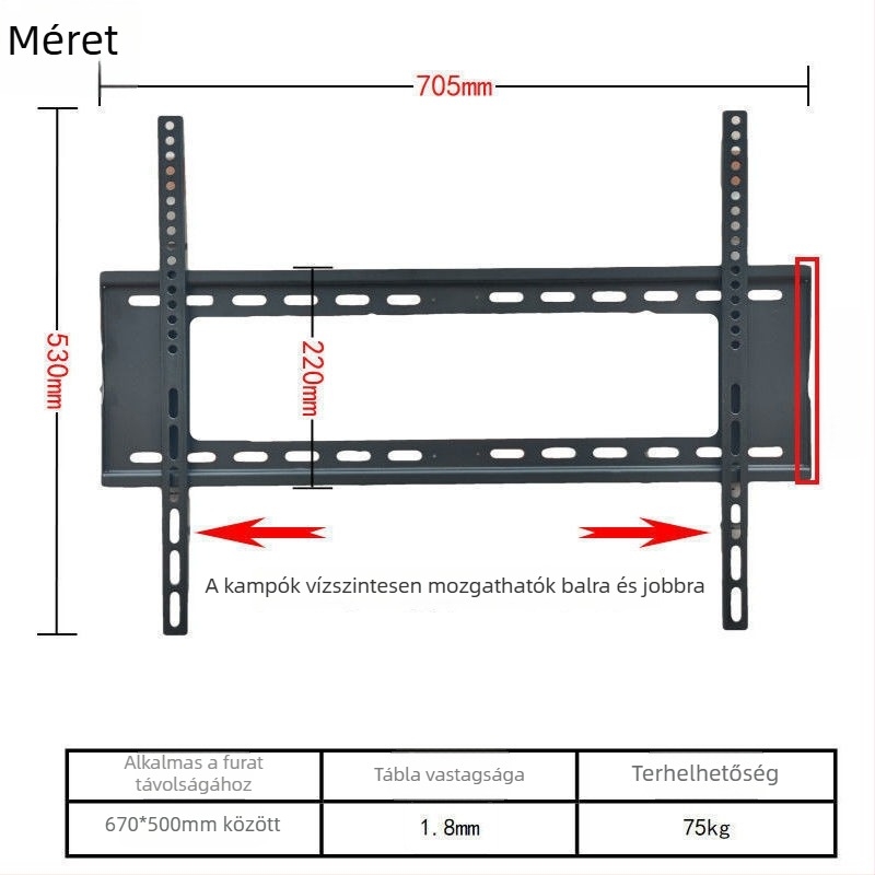 Beépített TV-fali tartó, univerzális kompatibilitás, modell 3265, teherbírás 5-10 kg