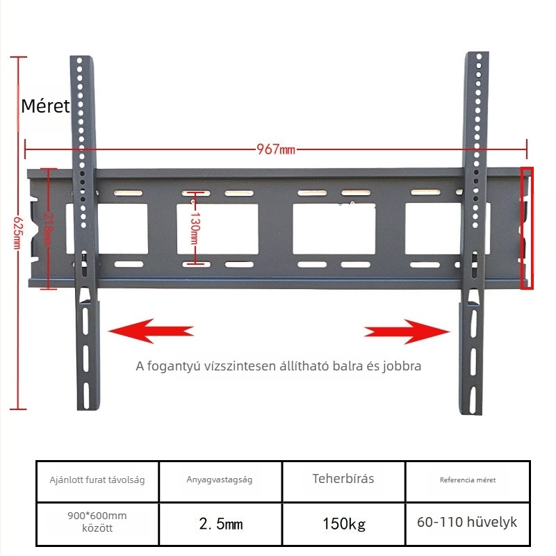 Beépített TV-fali tartó, univerzális kompatibilitás, modell 3265, teherbírás 5-10 kg