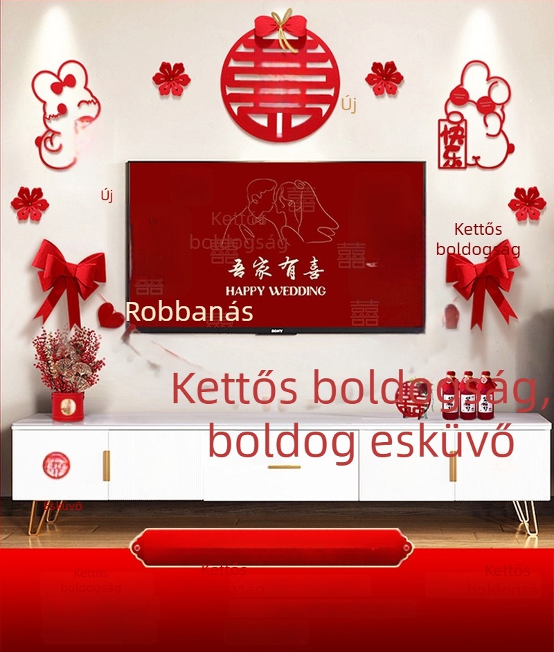 Esküvői dekoráció nem szövött anyagból – Xi karakter falidísz nappaliba és hálószobába, márka Aili Sha, kód 0178