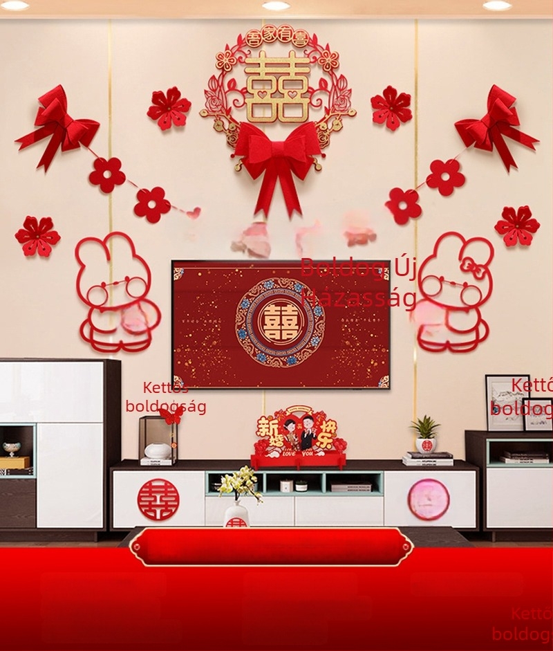 Esküvői dekoráció nem szövött anyagból – Xi karakter falidísz nappaliba és hálószobába, márka Aili Sha, kód 0178