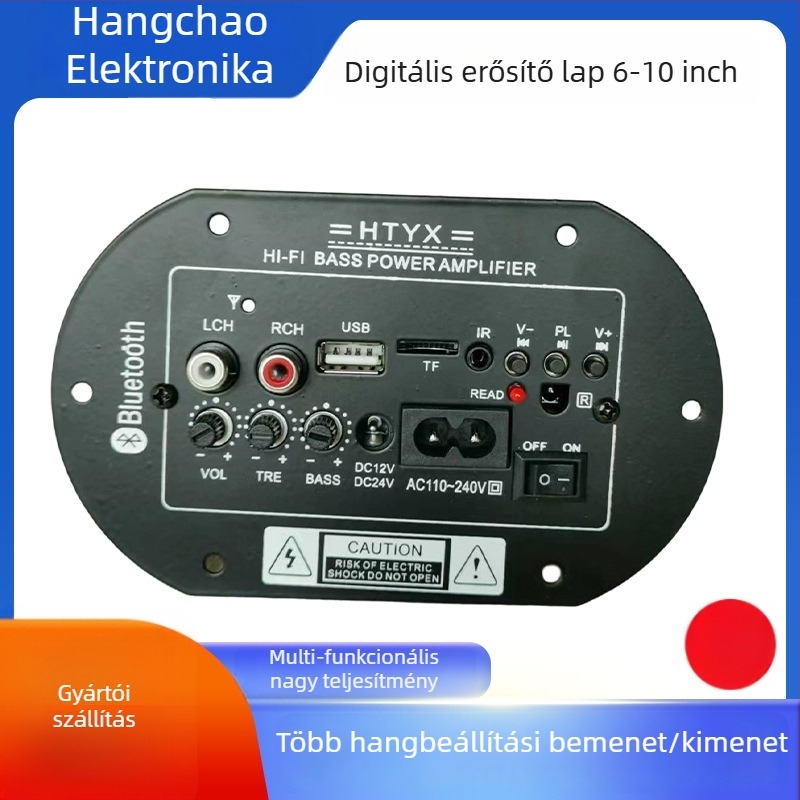 Bluetooth-alapú mélysugárzó erősítő panel – 25W, 12/24/220V, otthoni és autós használatra