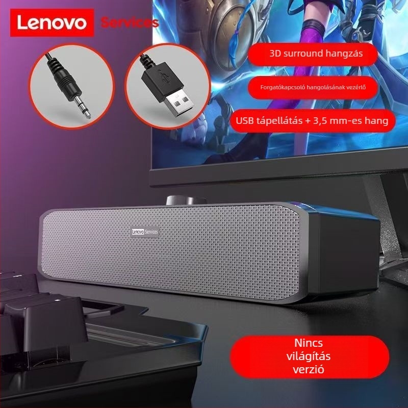 Lenovo B02 USB-vel táplált sztereó hangszóró Bluetooth 4.0-val, 3W kimenet, 40Hz-20kHz, 2 hangszóró