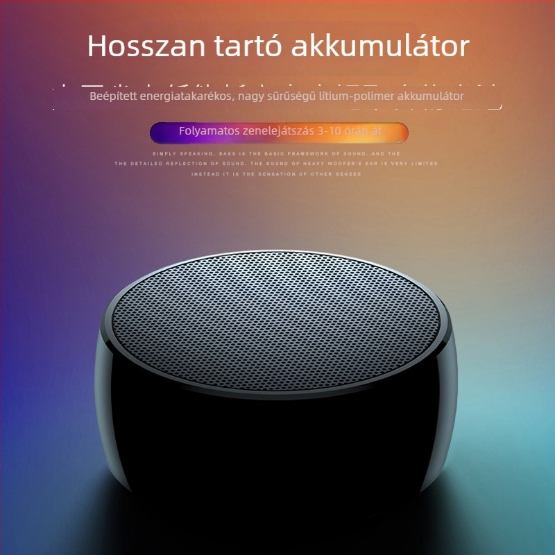 Bluetooth 5.0 hordozható hangszóró, 5W, beépített 300–500 mAh akkumulátor, IPX5 vízálló, frekvenciasáv 60 Hz–15 kHz