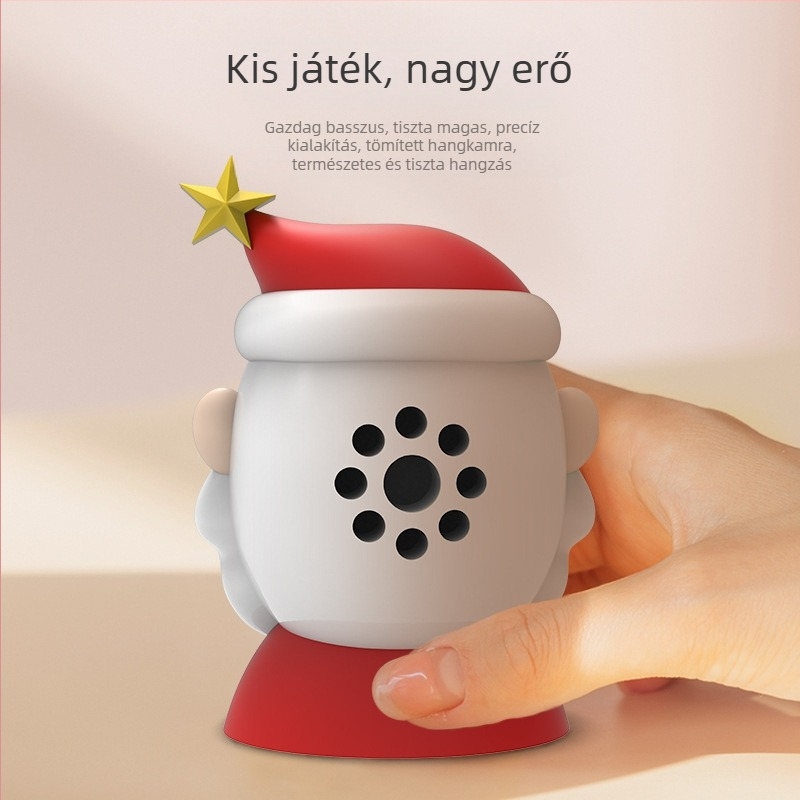 Bluetooth hangszóró karácsonyi rajzfigurával – mini Mikulás és rénszarvas dizájn – Bluetooth 5.0, 10 m hatótáv, 100 Hz–20 kHz frekvencia-tartomány, SNR ≥75 dB, beépített 230 mAh akkumulátor
