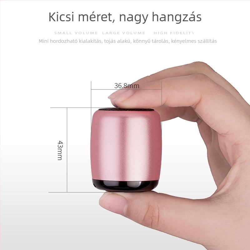 Mini Bluetooth hangszóró Bluetooth 5.0-val, frekvenciatartomány 100 Hz–20 kHz, SNR ≥75 dB, 3W kimenet, beépített 300–500 mAh akkumulátor