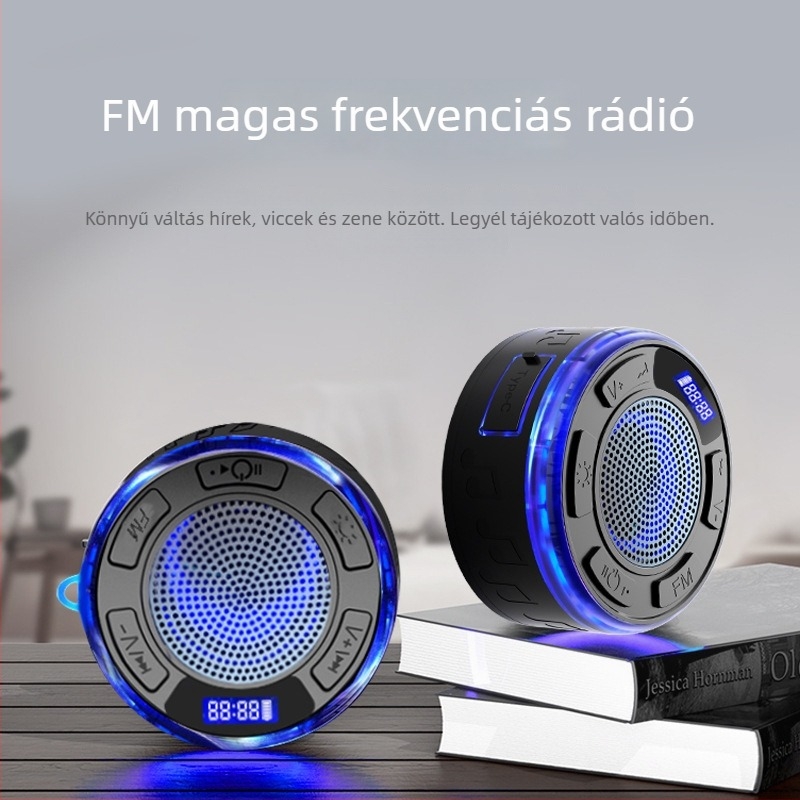Bluetooth hangszóró nagy szívócsészével, IPX6 vízálló, beépített akkumulátor, Bluetooth 5.3, kettős hangszóró