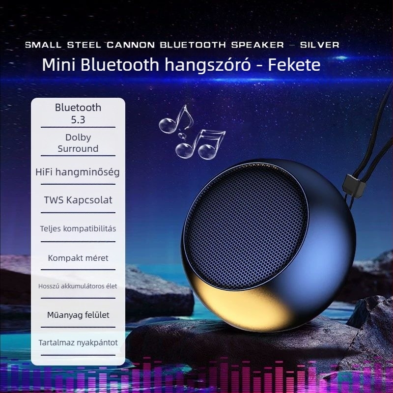 Hordozható Bluetooth hangszóró szívófejjel – nagy hangerő, mély basszus, Bluetooth 5.3, beépített akkumulátor 300–500 mAh, 5W, frekvenciatartomány 100 Hz–20 kHz, 10 m hatótávolság