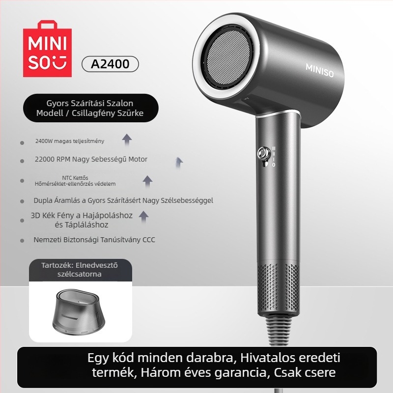 Hajszárító A2400 - DC motor, 2400 W, 220 V, 3 sebességfokozat, hőmérséklet szabályozás (hideg/meleg levegő)