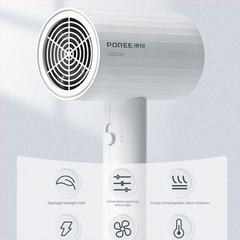 Borui hajszárító PH1627/PH1628, 1800W, kefe nélküli DC motor, 220V, ABS ház