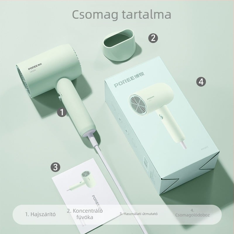 Borui hajszárító PH1627/PH1628, 1800W, kefe nélküli DC motor, 220V, ABS ház
